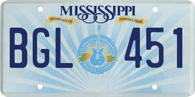 MS license plate BGL451