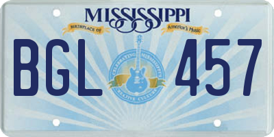 MS license plate BGL457