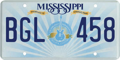 MS license plate BGL458