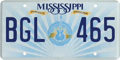 MS license plate BGL465