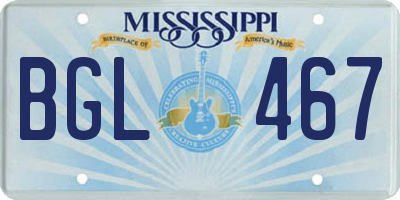 MS license plate BGL467