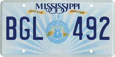 MS license plate BGL492
