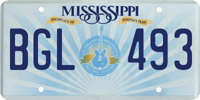 MS license plate BGL493