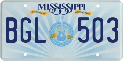 MS license plate BGL503