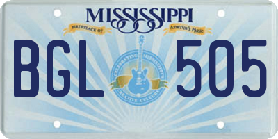 MS license plate BGL505