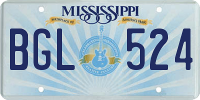 MS license plate BGL524