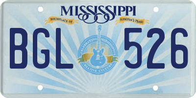 MS license plate BGL526