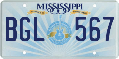 MS license plate BGL567