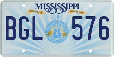 MS license plate BGL576