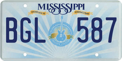 MS license plate BGL587