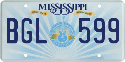 MS license plate BGL599