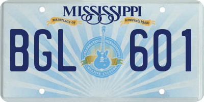 MS license plate BGL601