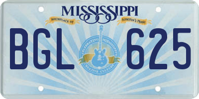 MS license plate BGL625