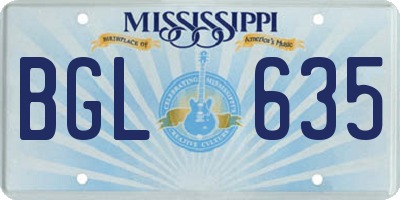 MS license plate BGL635