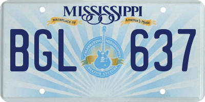MS license plate BGL637