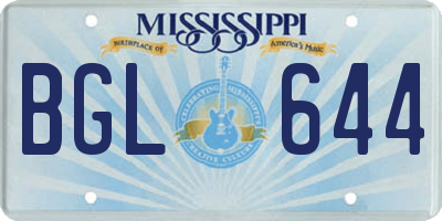MS license plate BGL644