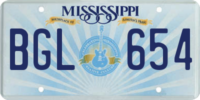 MS license plate BGL654
