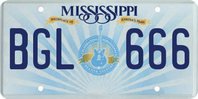 MS license plate BGL666
