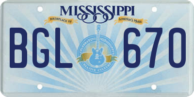 MS license plate BGL670