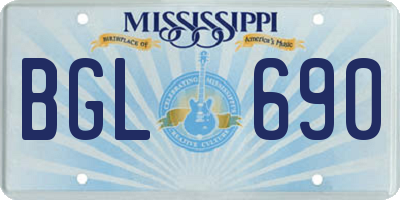 MS license plate BGL690