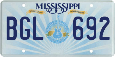 MS license plate BGL692