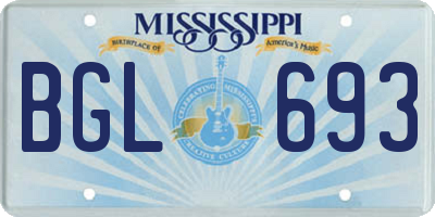 MS license plate BGL693