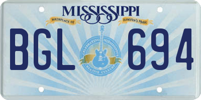 MS license plate BGL694