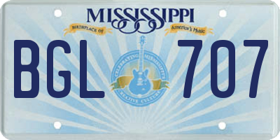MS license plate BGL707