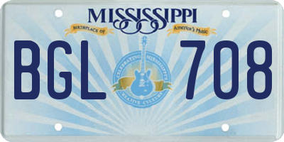 MS license plate BGL708