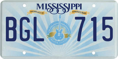 MS license plate BGL715