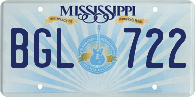 MS license plate BGL722