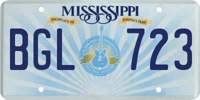MS license plate BGL723
