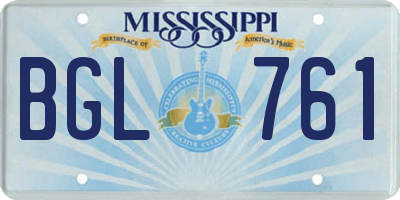 MS license plate BGL761