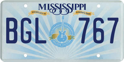 MS license plate BGL767