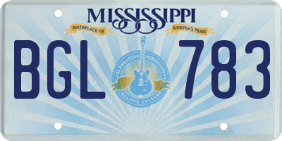 MS license plate BGL783