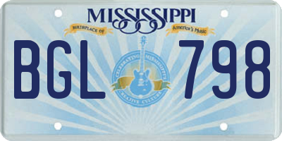 MS license plate BGL798