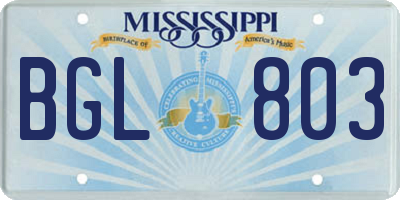 MS license plate BGL803