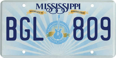 MS license plate BGL809
