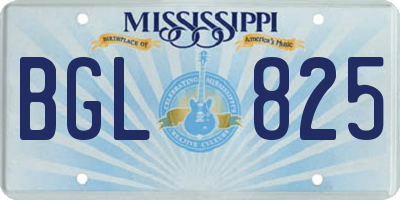 MS license plate BGL825
