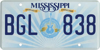 MS license plate BGL838