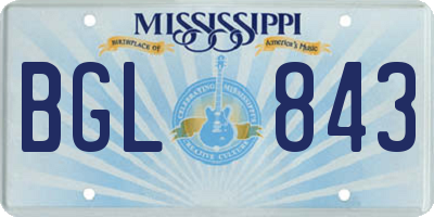 MS license plate BGL843