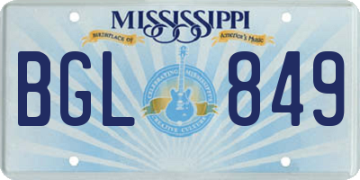MS license plate BGL849