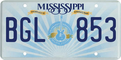 MS license plate BGL853