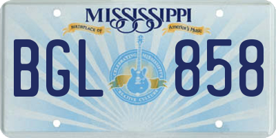 MS license plate BGL858