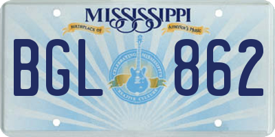MS license plate BGL862