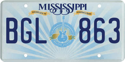 MS license plate BGL863