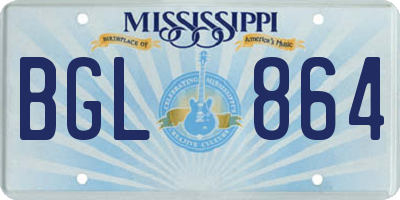 MS license plate BGL864
