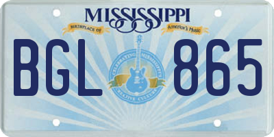 MS license plate BGL865
