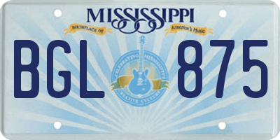 MS license plate BGL875