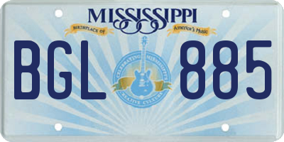 MS license plate BGL885